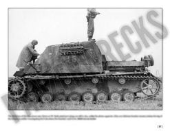 Side profile of wrecked Normandy Sturmpanzer