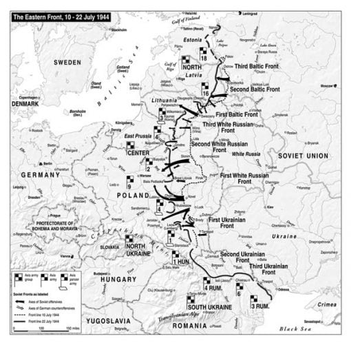 Map of the Eastern Front in July 1944